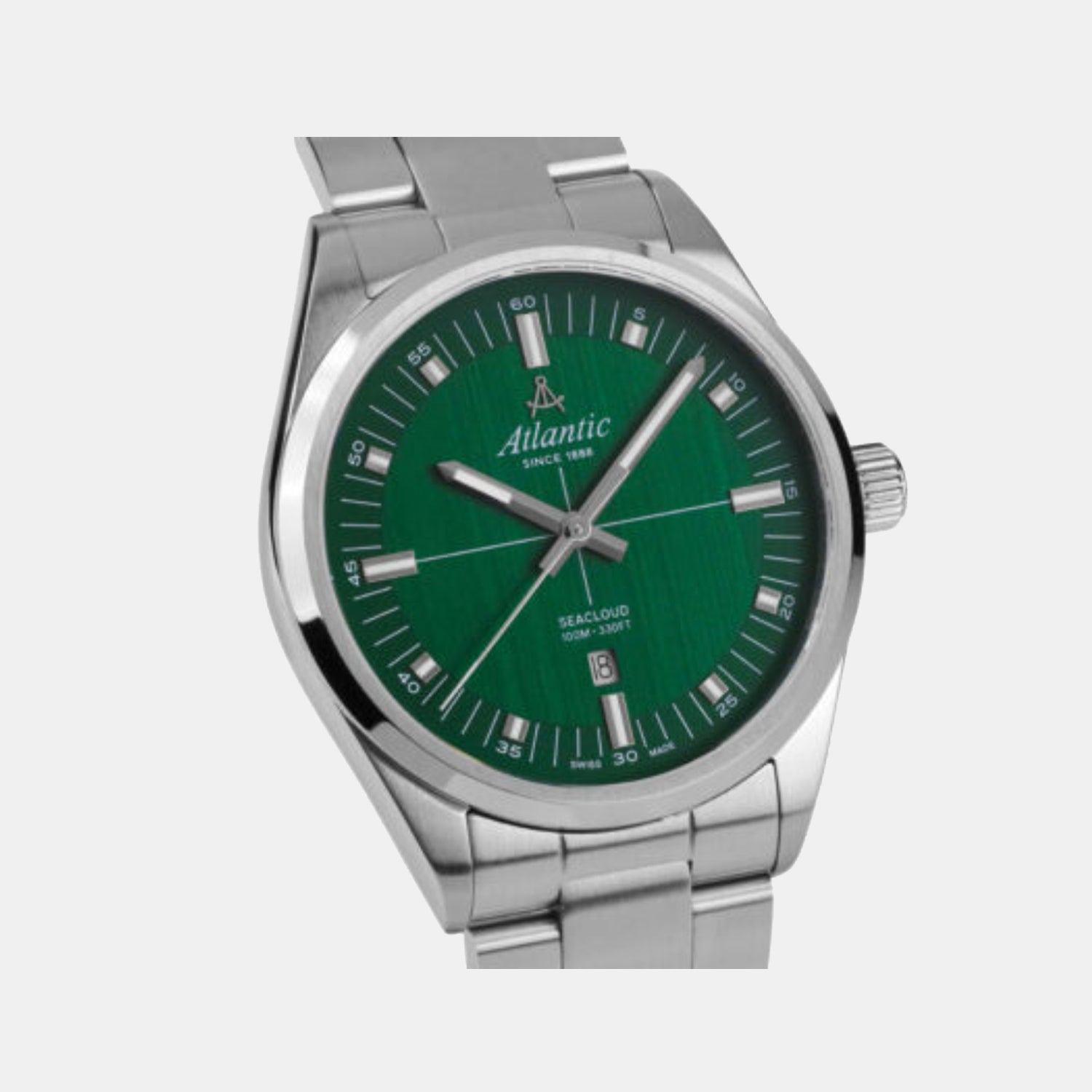 Atlantic Men Quartz Green Dial Analog Stainless Steel Watch 73366.41.71-2