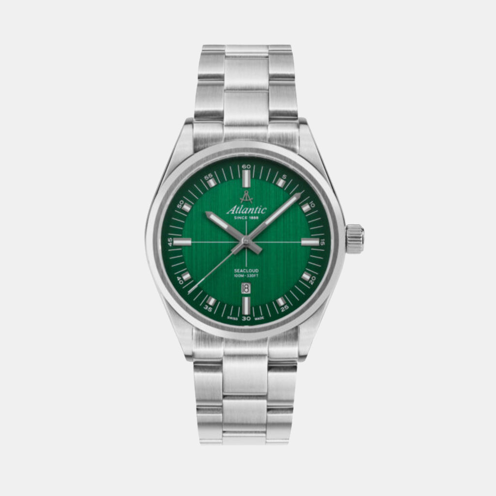 Atlantic Men Quartz Green Dial Analog Stainless Steel Watch 73366.41.71-1