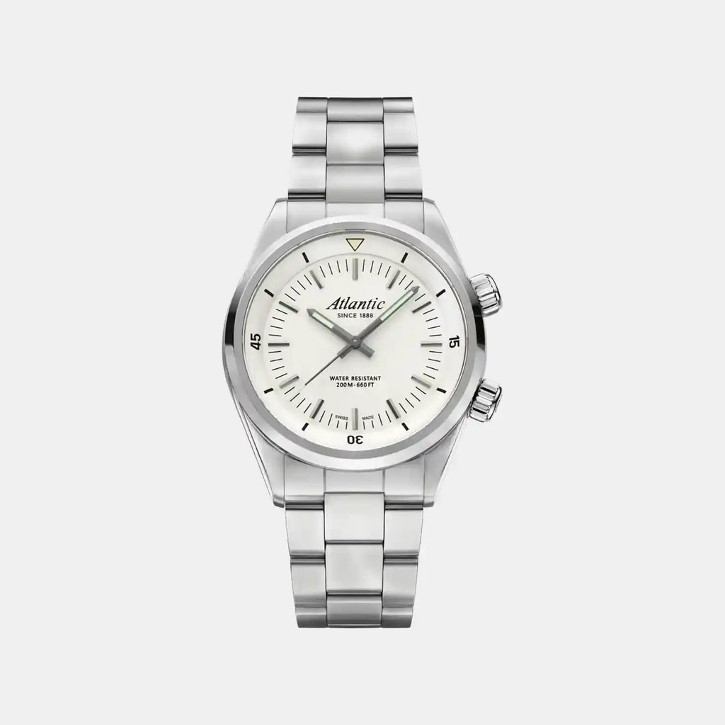 Seacloud Diver Men Quartz White Dial Analog Metal Watch 73375.41.21