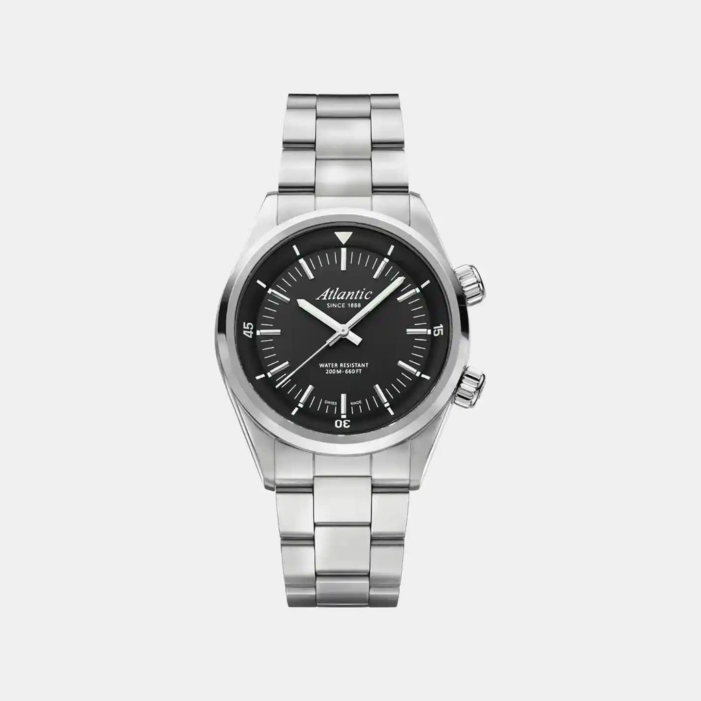 Seacloud Diver Men Quartz Black Dial Analog Metal Watch 73375.41.61
