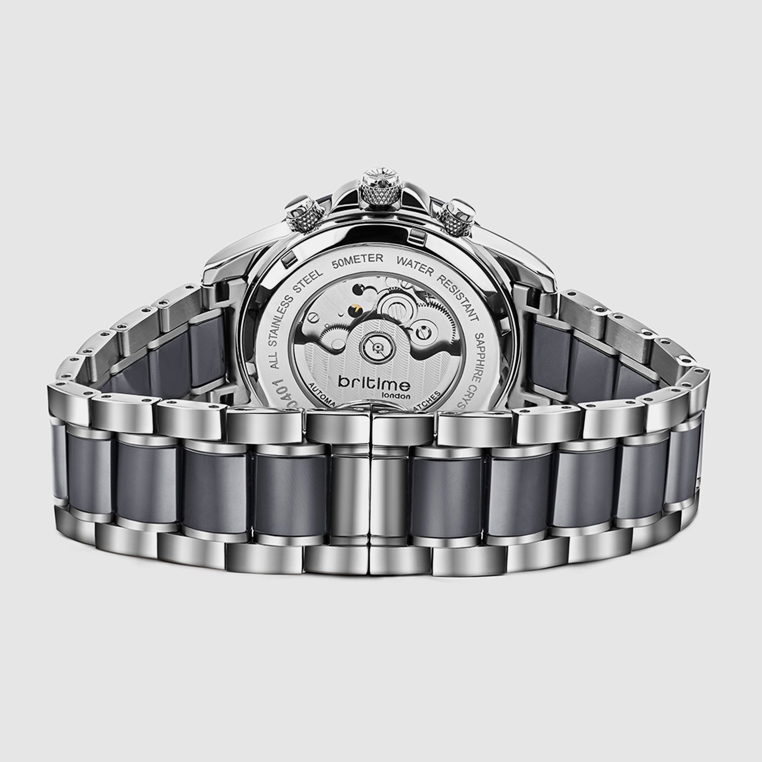 Men Automatic Black Dial Analog Stainless Steel Watch 746-M10401