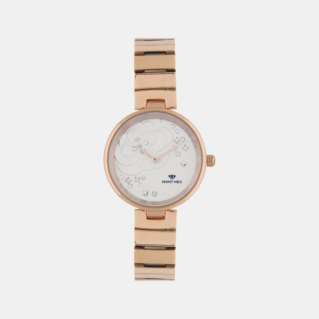 Women Quartz Silver Dial Analog Stainless Steel Watch 7504B-M3303