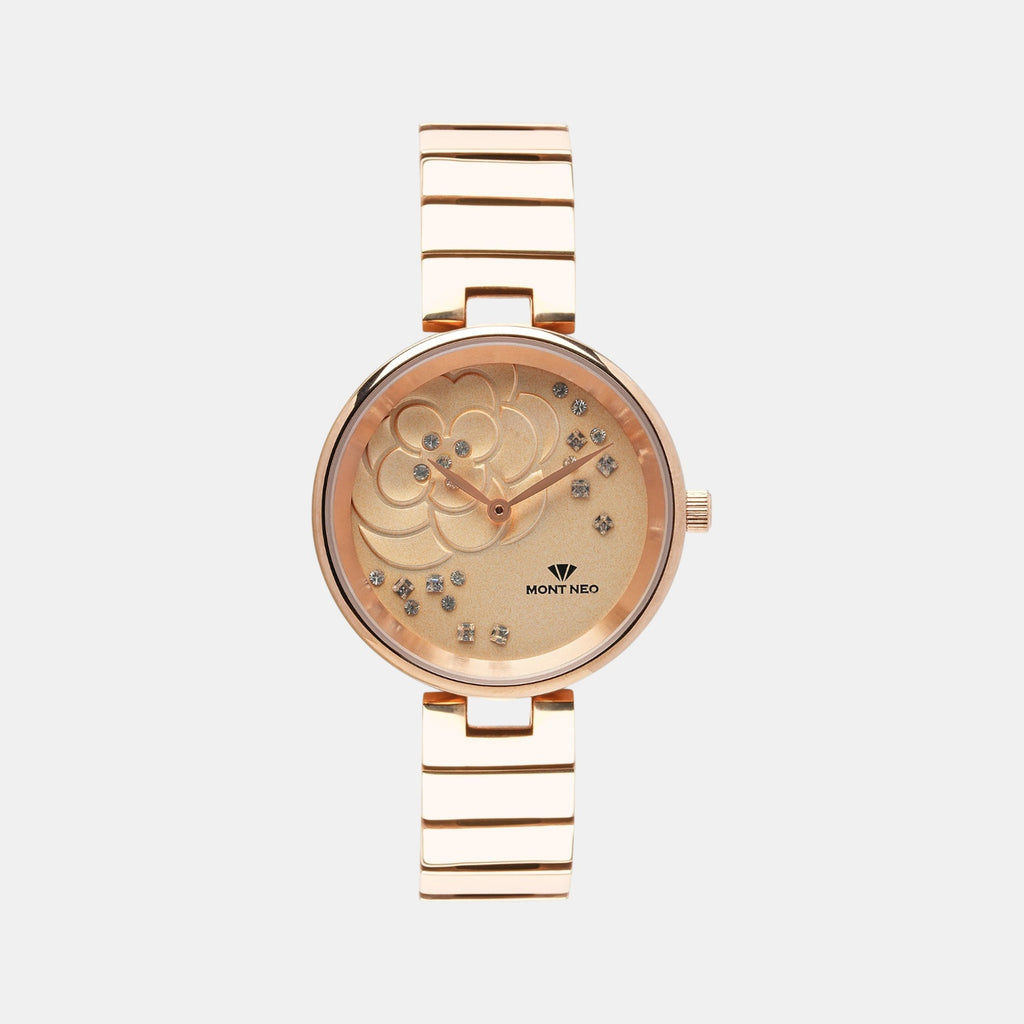 Women Quartz Rose Gold Dial Analog Stainless Steel Watch 7504B-M3307