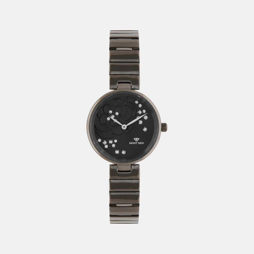 Women Quartz Grey Dial Analog Stainless Steel Watch 7504B-M8816