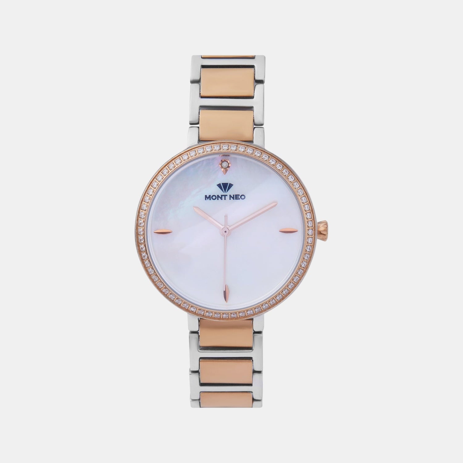 Women Quartz Mother Of Pearl Dial Analog Metal Watch 7507T-M3301