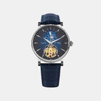 Men Automatic Blue Dial Analog Leather Watch 760-L10507