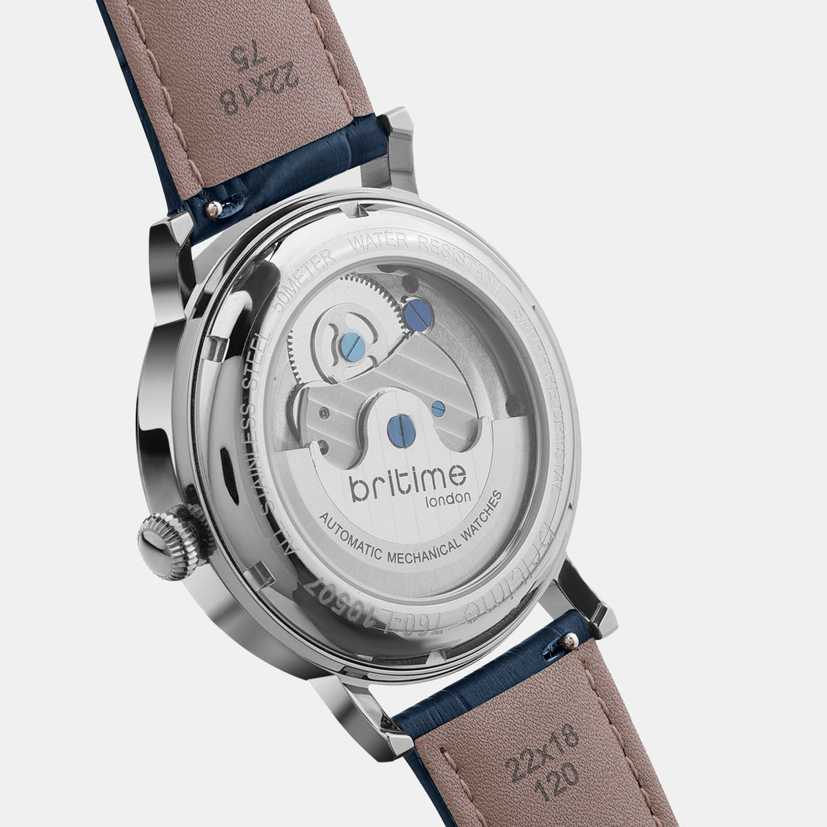 Men Automatic Blue Dial Analog Leather Watch 760-L10507