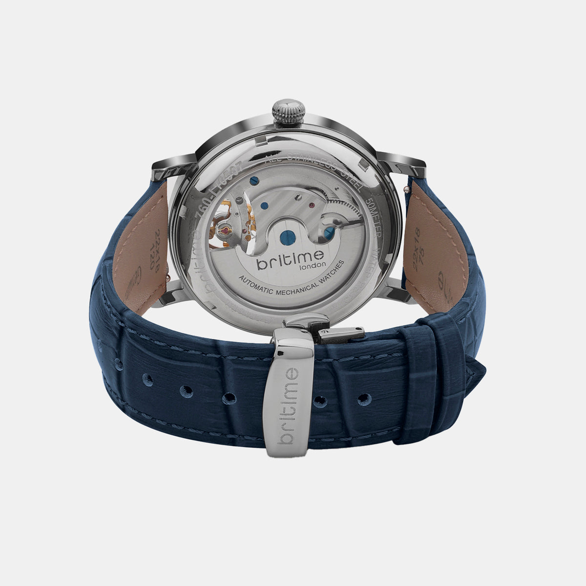 Men Automatic Blue Dial Analog Leather Watch 760-L10507