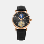 Men Automatic Black Dial Analog Leather Watch 760-L30406