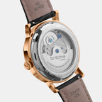 Men Automatic Black Dial Analog Leather Watch 760-L30406