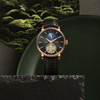 Men Automatic Black Dial Analog Leather Watch 760-L30406