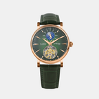Men Automatic Green Dial Analog Leather Watch 760-L31412