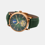 Men Automatic Green Dial Analog Leather Watch 760-L31412
