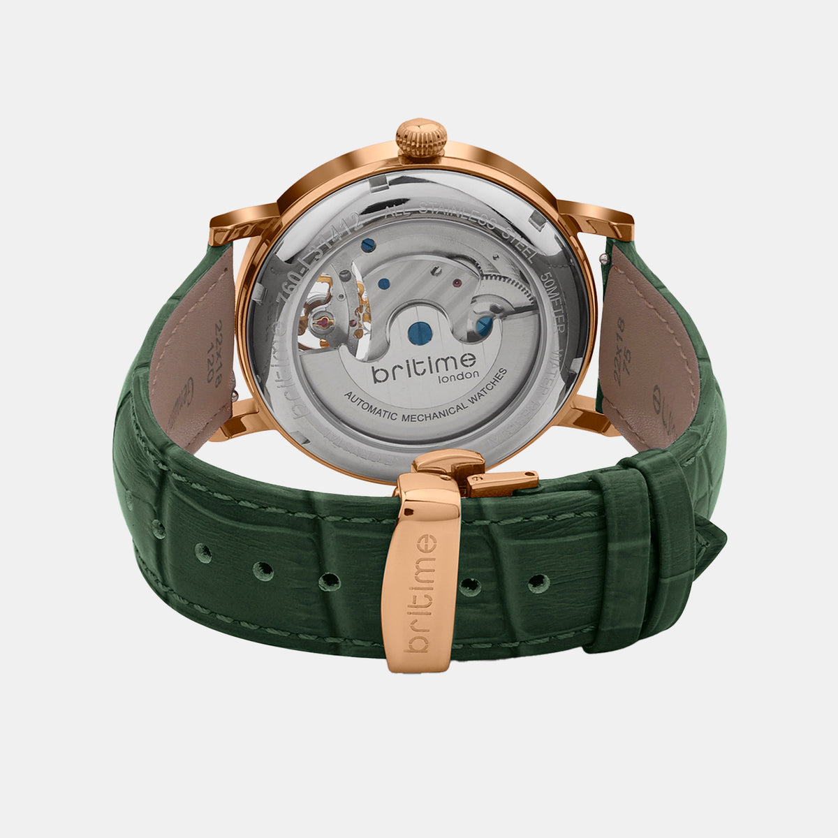 Men Automatic Green Dial Analog Leather Watch 760-L31412