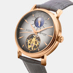 Men Automatic Grey Dial Analog Leather Watch 760-L31509