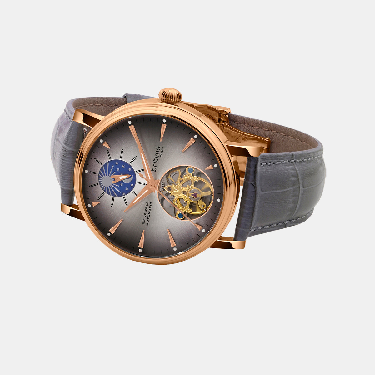 Men Automatic Grey Dial Analog Leather Watch 760-L31509