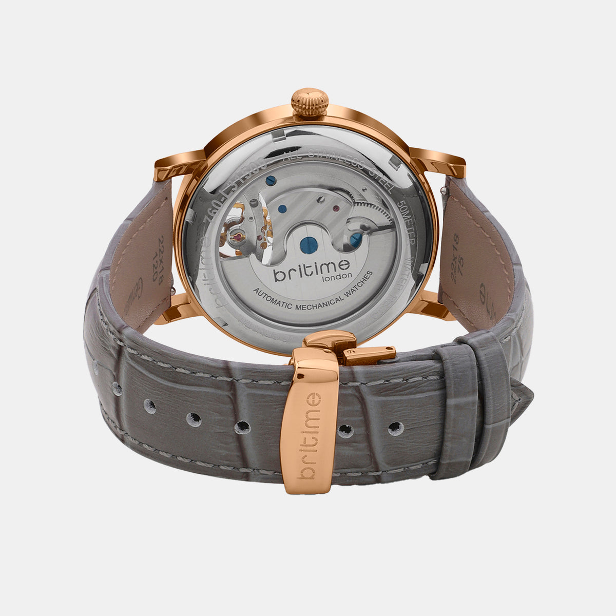 Men Automatic Grey Dial Analog Leather Watch 760-L31509
