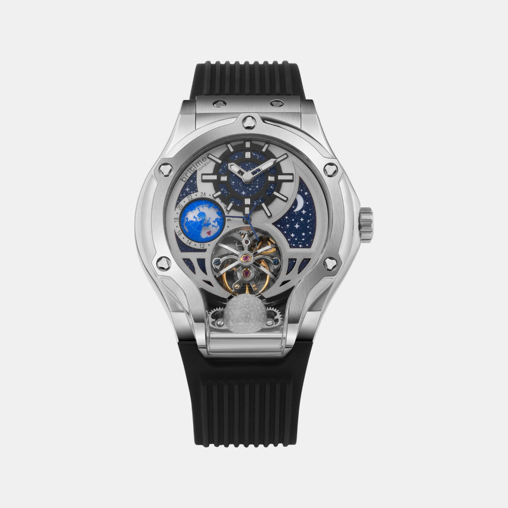 Asteroid Men Automatic Silver Dial Multi-Function Silicone Watch 777-P10306