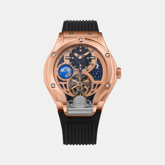 Asteroid Men Automatic Rose Gold Dial Multi-Function Silicone Watch 777-P30706