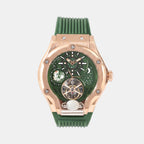 Men Automatic Green Dial Analog Silicone Watch 777-P31412