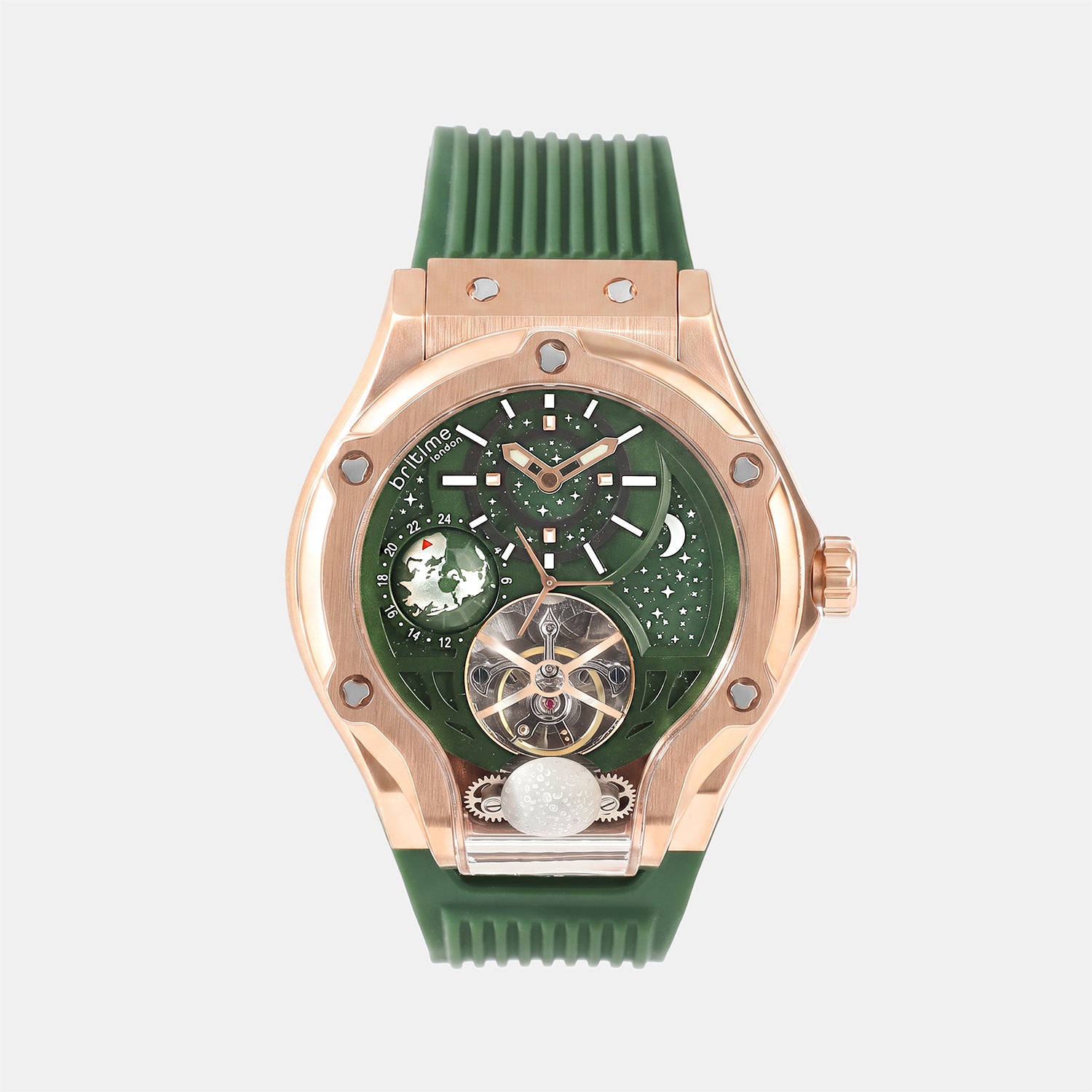Men Automatic Green Dial Analog Silicone Watch 777-P31412