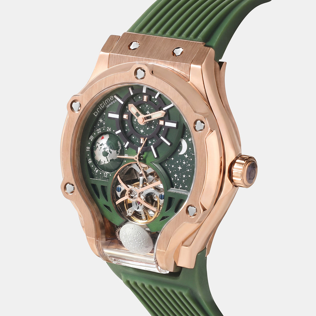 Men Automatic Green Dial Analog Silicone Watch 777-P31412