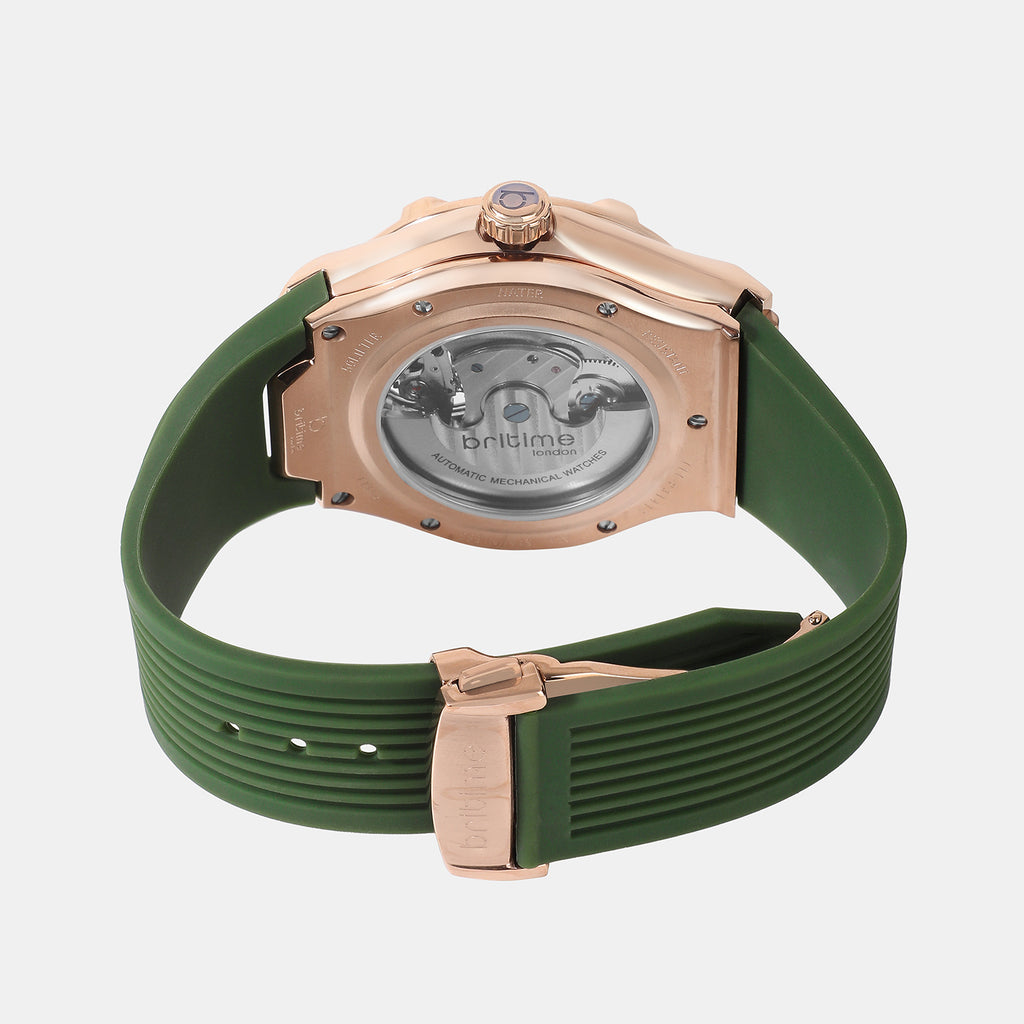 Men Automatic Green Dial Analog Silicone Watch 777-P31412