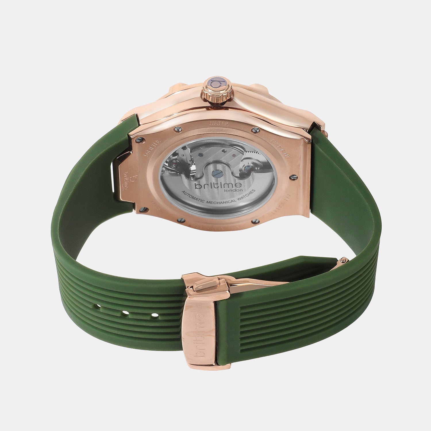 Men Automatic Green Dial Analog Silicone Watch 777-P31412