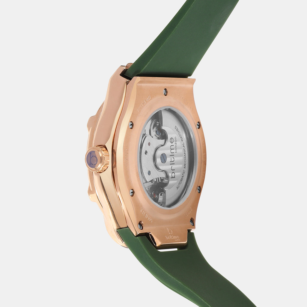 Men Automatic Green Dial Analog Silicone Watch 777-P31412