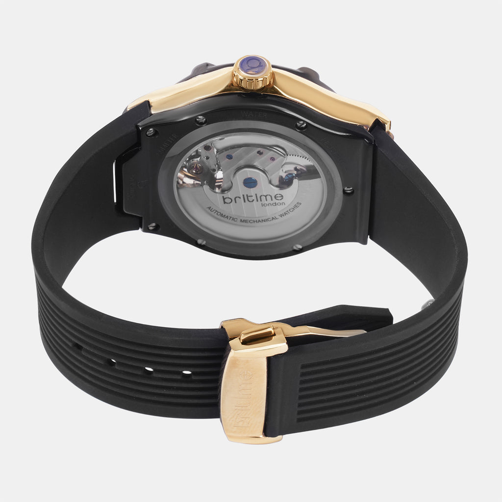 Men Automatic Black Dial Analog Silicone Watch 777-P40406