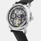 Men Automatic Transparent Dial Multi-Function Leather Watch 786-L10406