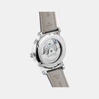 Men Automatic Silver Dial Multi-Function Leather Watch 786-L10406