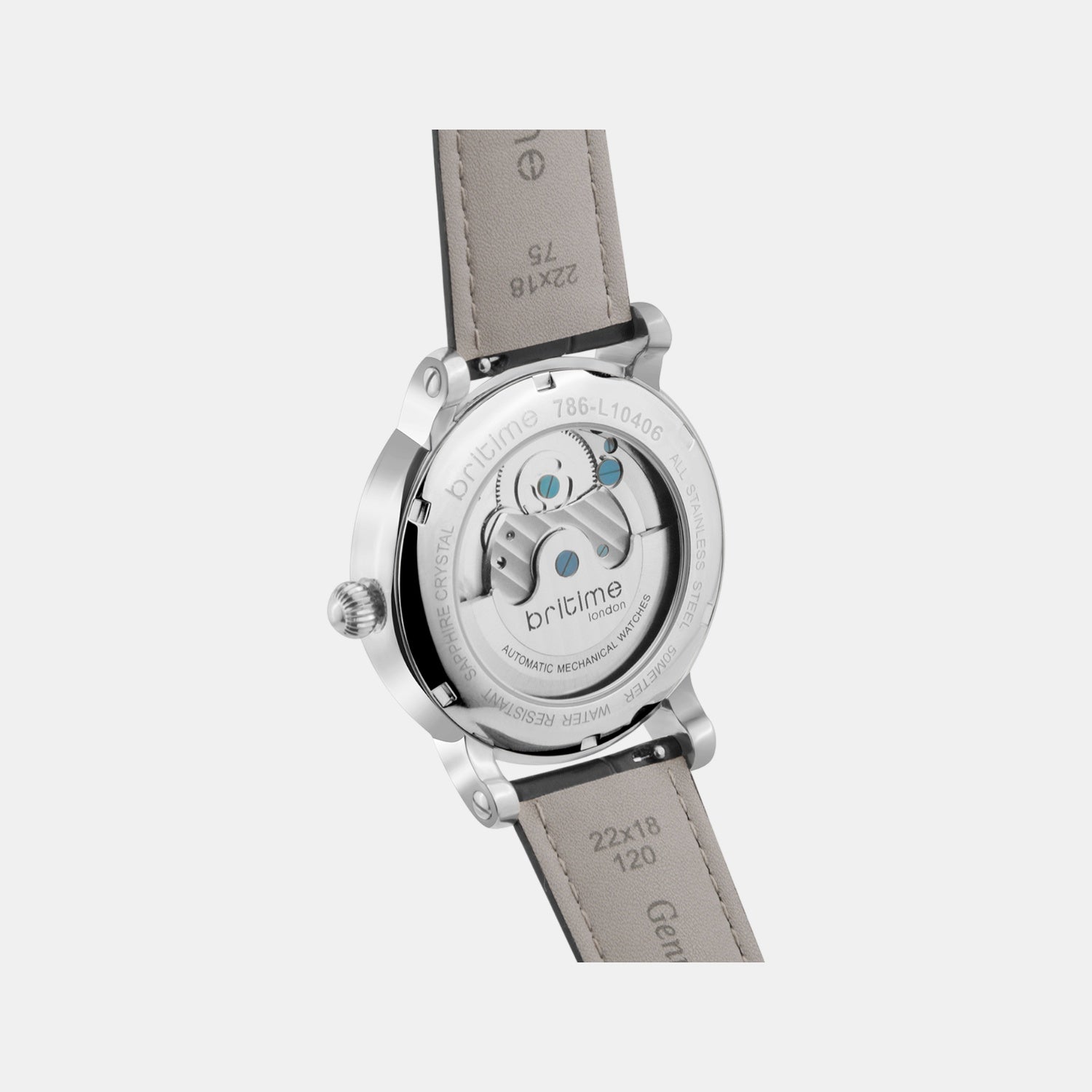 Men Automatic Silver Dial Multi-Function Leather Watch 786-L10406