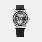 Men Automatic Transparent Dial Multi-Function Leather Watch 786-L10406