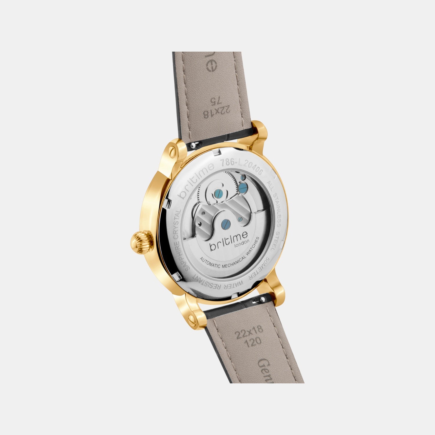 Men Automatic Silver Dial Analog Leather Watch 786-L20406