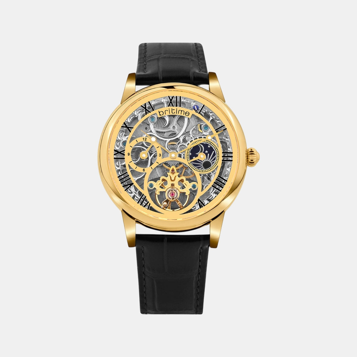 Stellor Men Automatic Transparent Dial Analog Leather Watch 786-L20406