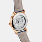 Stellor Open Heart Men Automatic Transparent Dial Multi-Function Leather Watch 786-L30507