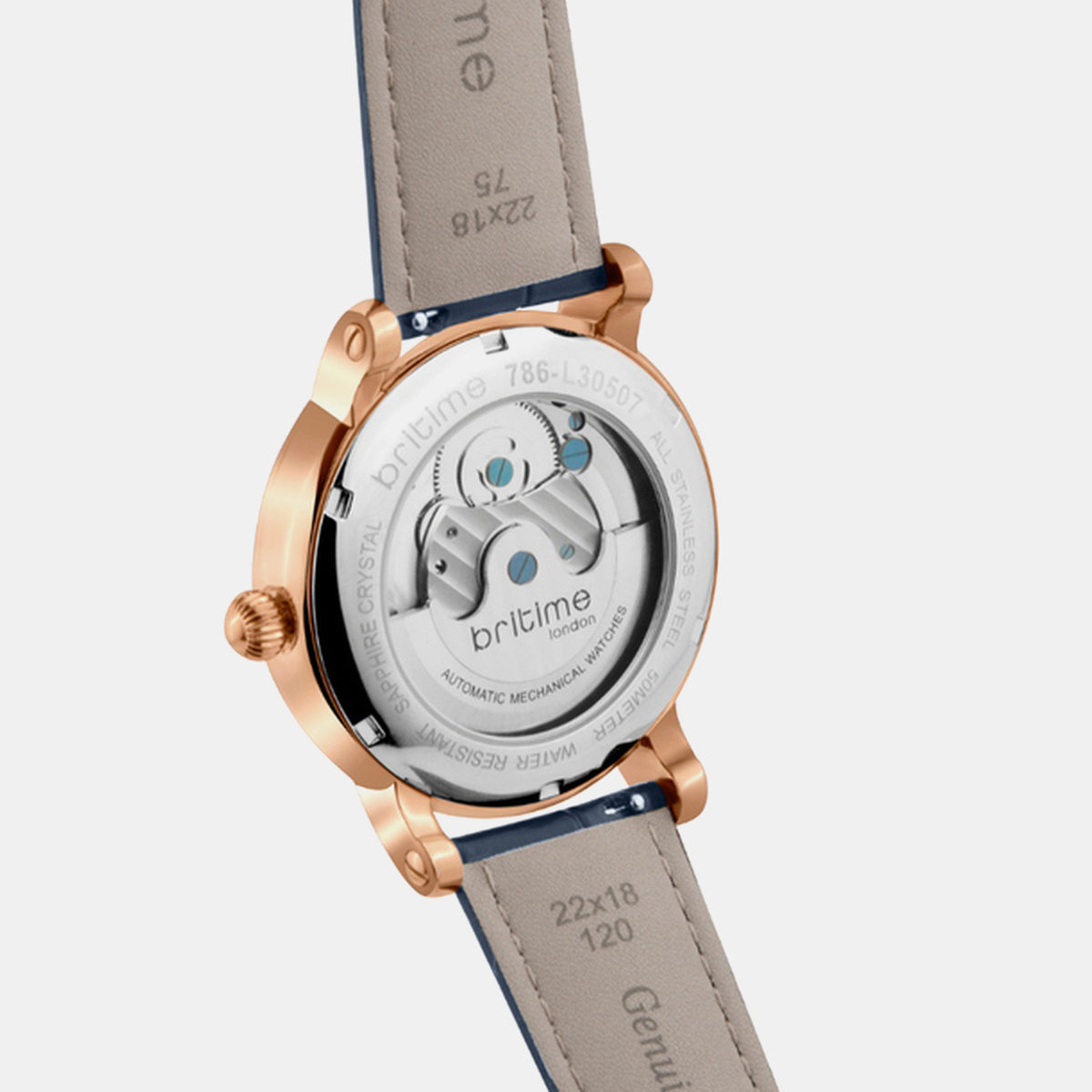 Stellor Men Automatic Transparent Dial Multi-Function Leather Watch 786-L30507