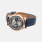 Stellor Open Heart Men Automatic Transparent Dial Multi-Function Leather Watch 786-L30507