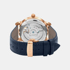 Stellor Open Heart Men Automatic Transparent Dial Multi-Function Leather Watch 786-L30507