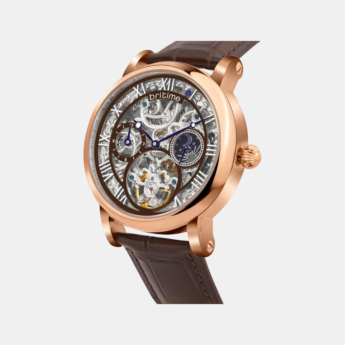 Stellor Men Automatic Silver Dial Analog Leather Watch 786-L30608