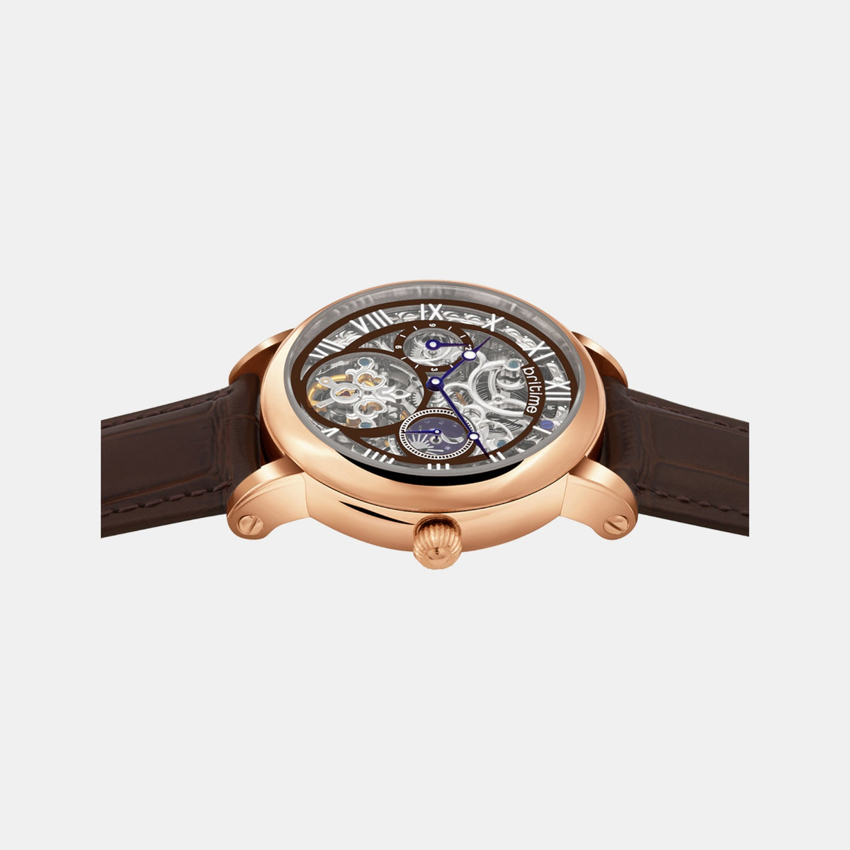 Stellor Men Automatic Silver Dial Analog Leather Watch 786-L30608