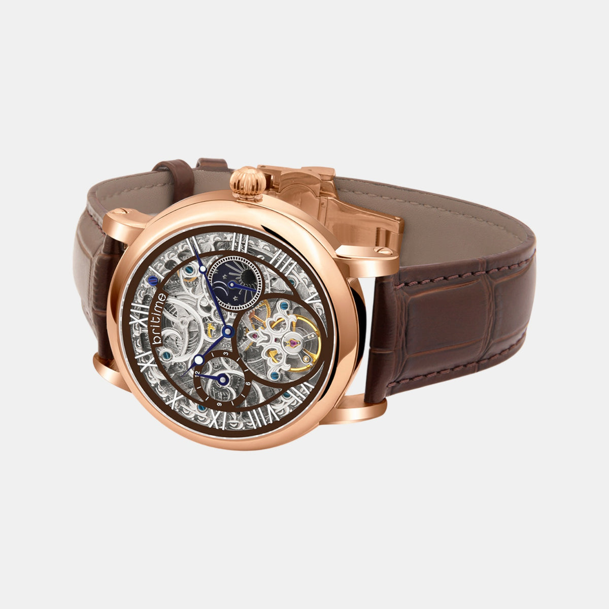 Stellor Men Automatic Silver Dial Analog Leather Watch 786-L30608
