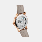 Men Automatic Silver Dial Analog Leather Watch 786-L30608