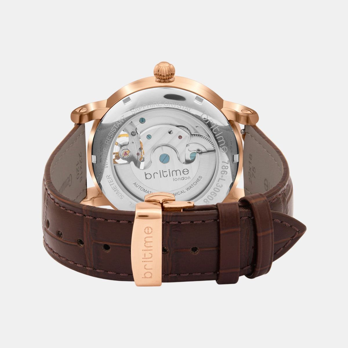 Stellor Men Automatic Silver Dial Analog Leather Watch 786-L30608