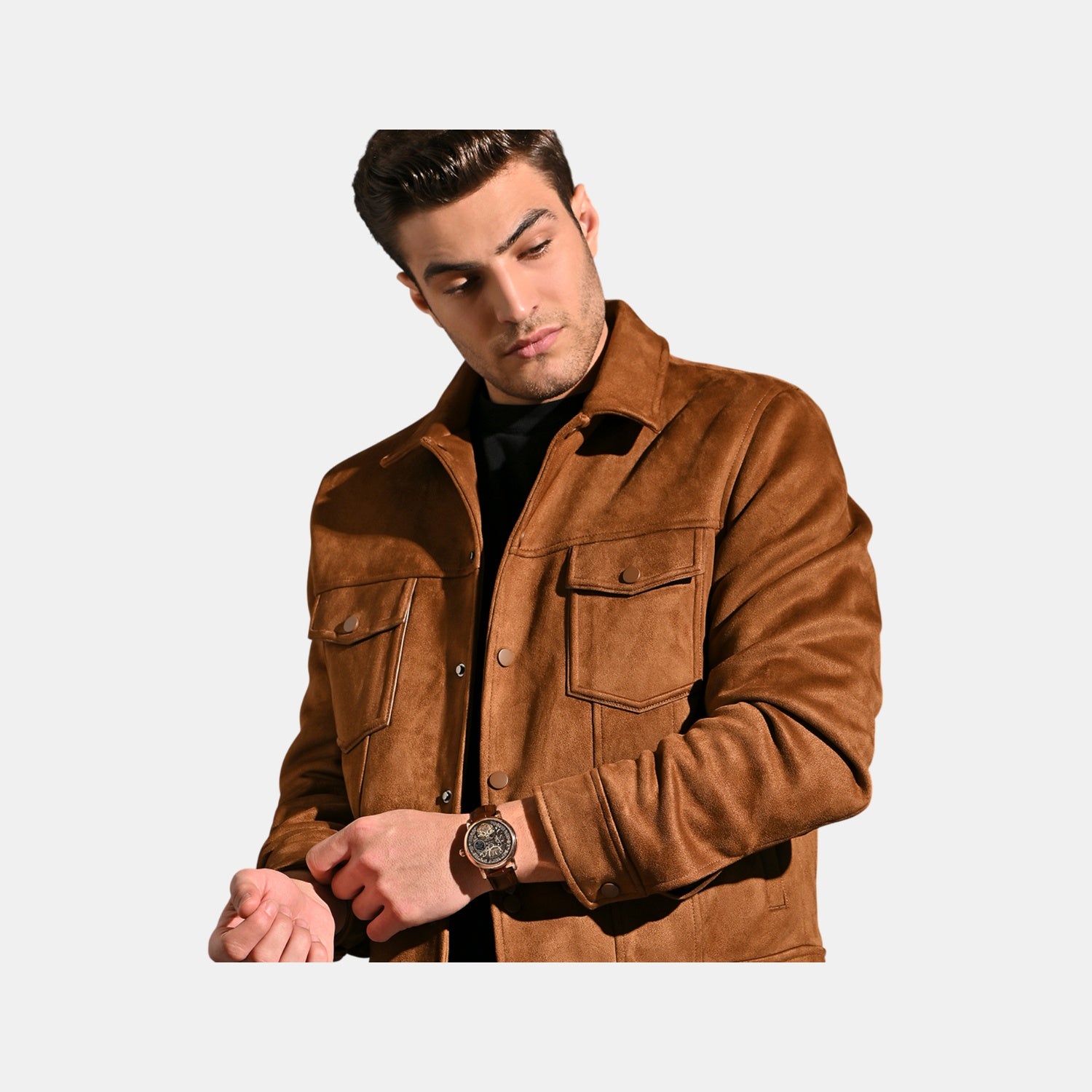 Men Automatic Silver Dial Analog Leather Watch 786-L30608