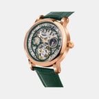 Men Automatic Green Dial Multi-Function Leather Watch 786-L31412
