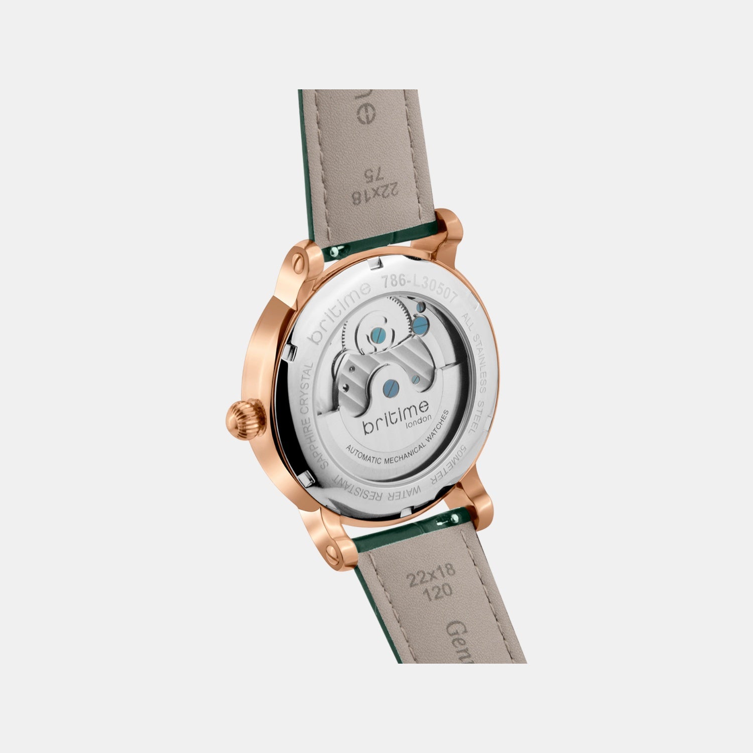 Men Automatic Green Dial Multi-Function Leather Watch 786-L31412