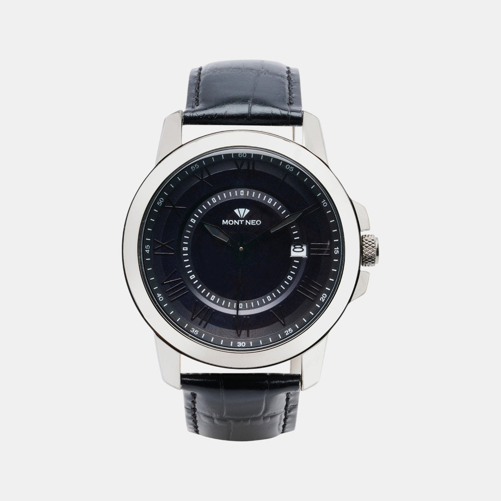 Men Quartz Blue Dial Analog Leather Watch 8002E-L8816