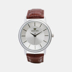 Men Quartz Silver Dial Analog Leather Watch 8003T-L1103